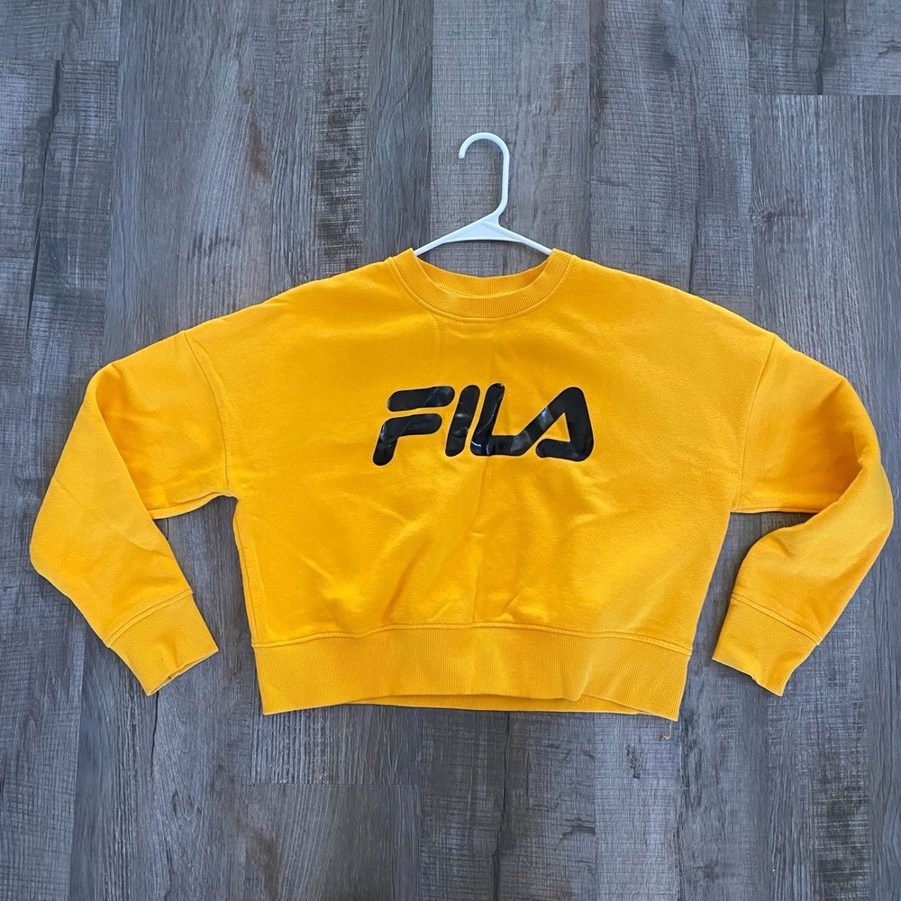 Fila Yellow Cropped Sweatshirt Size Medium